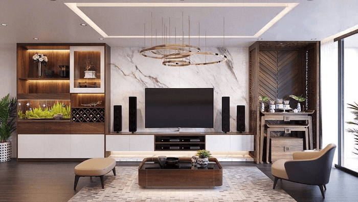 Thiết kế phòng khách nhà ống có phòng thờ