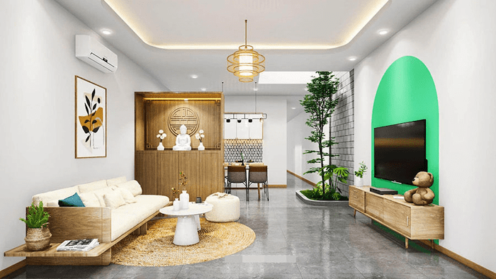 Mẫu phòng khách nhà ống cấp 4 đẹp