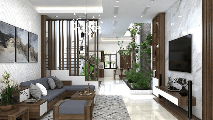 Phong thuỷ khi thiết kế phòng khách nhà ống