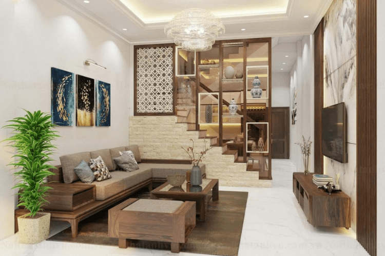 Mẫu trang trí phòng khách nhà ống 5m hiện đại