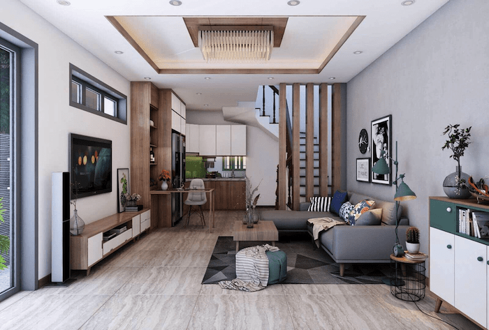 Mẫu phòng khách nhà ống 5m đẹp