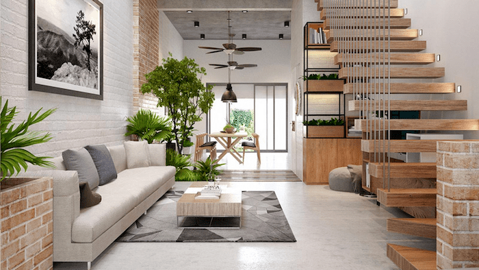 Mẫu thiết kế phòng khách nhà ống đẹp 4m không gian mở