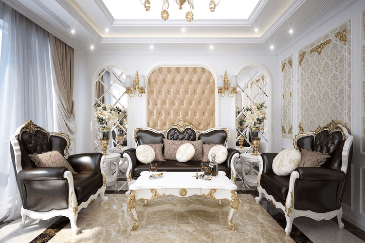 Mẫu trang trí phòng khách tân cổ điển sang trọng nhất