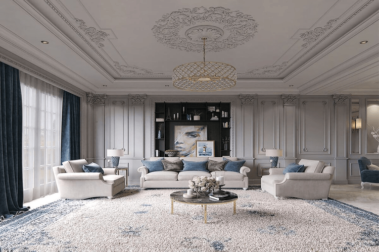 Mẫu phòng khách tân cổ điển sang trọng, thiết kế mới nhất