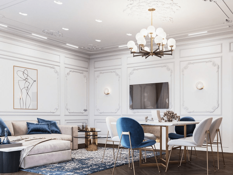 Mẫu phòng khách tân cổ điển chung cư đẹp, hiện đại