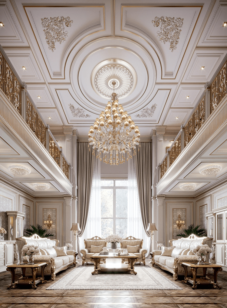 Mẫu phòng khách tân cổ điển đẳng cấp cho biệt thự