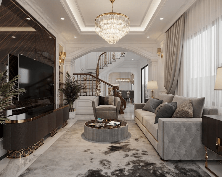 Mẫu phòng khách tân cổ điển diện tích nhỏ