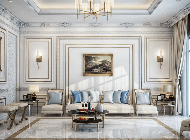 Mẫu phòng khách tân cổ điển đẹp, được ưa chuộng nhiều nhất
