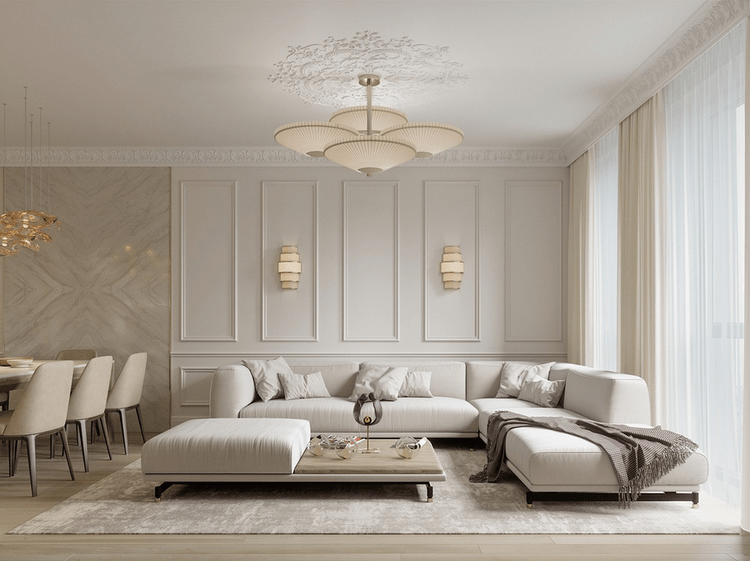 Mẫu phòng khách tân cổ điển đẹp, sang trọng