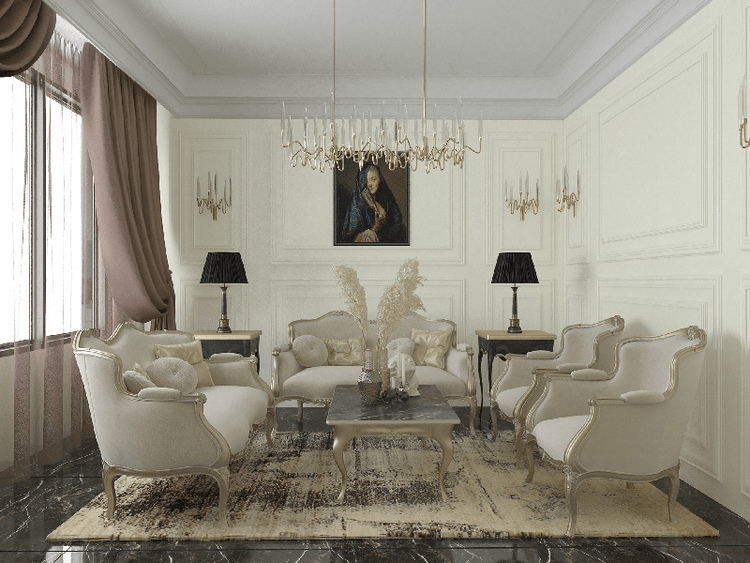 Mẫu phòng khách tân cổ điển nhà ống Châu Âu được nhiều người ưa chuộng