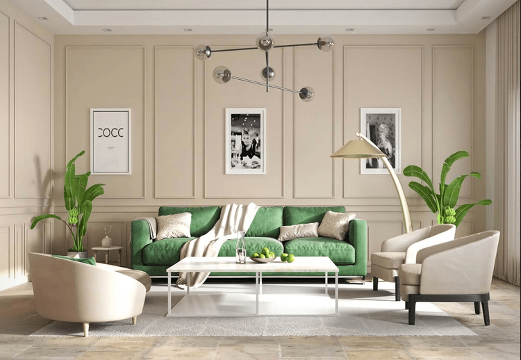 Mẫu phòng khách tân cổ điển nhà ống 4x6m đẹp, sang trọng