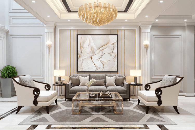 Mẫu phòng khách tân cổ điển nhà ống sang trọng, lộng lẫy nhất