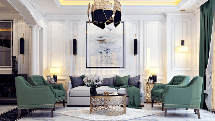 Mẫu phòng khách tân cổ điển nhà ống thiết kế ấn tượng