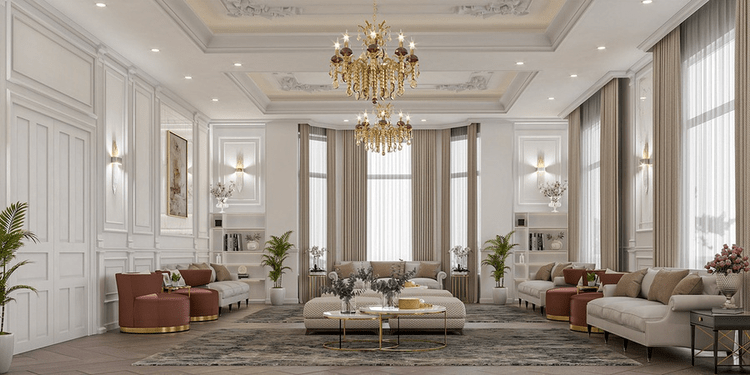 Mẫu phòng khách tân cổ điển nhà ống đẹp nhất hiện nay