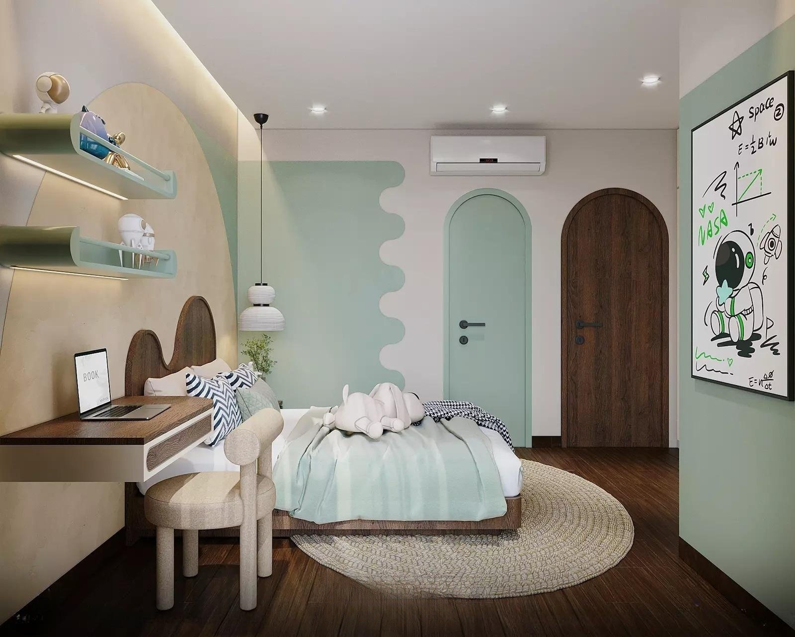 Mẫu thiết kế phòng ngủ bé gái gần gũi thiên nhiên