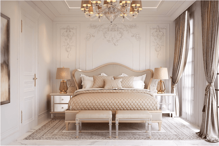 Mẫu phòng ngủ đẹp cho nữ phong cách tân cổ điển