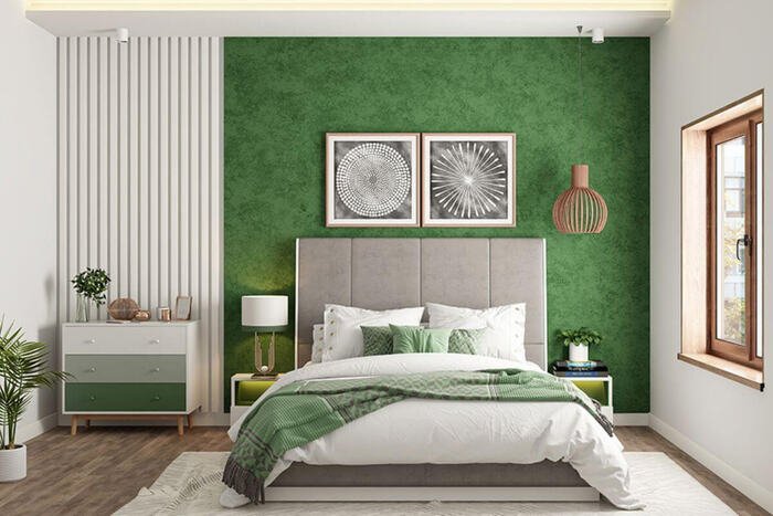 Mẫu phòng ngủ cho nữ màu xanh lá cây
