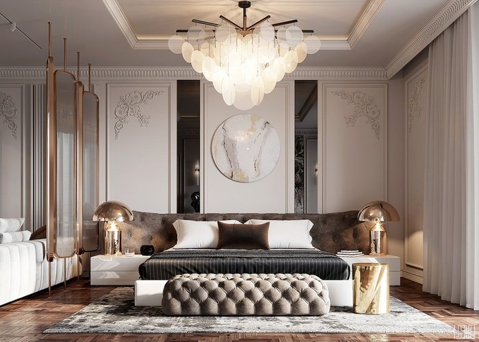 Thiết kế nội thất phòng ngủ tân cổ điển theo phương tây sang trọng
