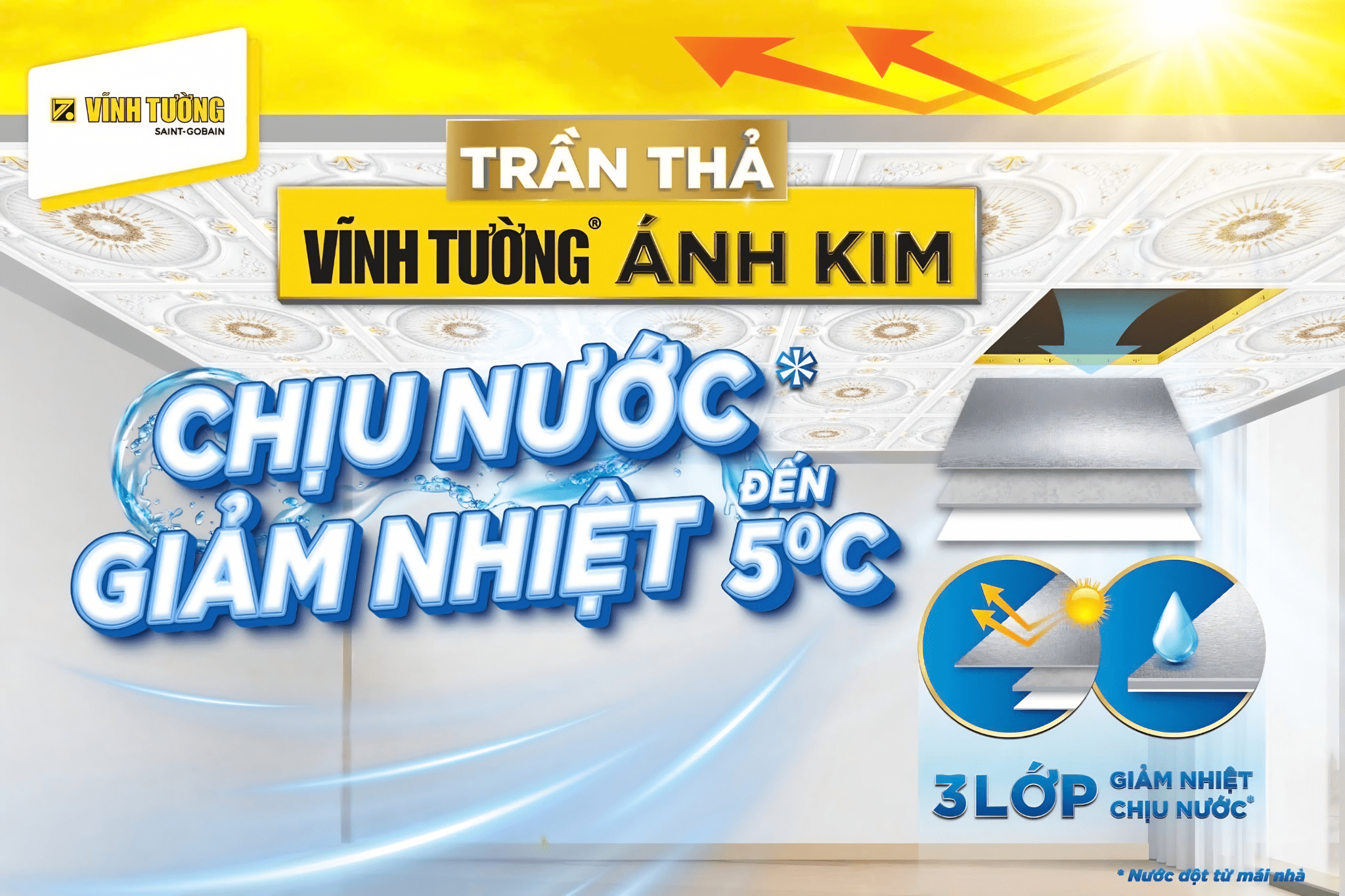 Tấm la phông Vĩnh Tường Ánh Kim giúp giảm nhiệt hiệu quả ngay từ kết cấu mái, góp phần cải thiện môi trường làm việc