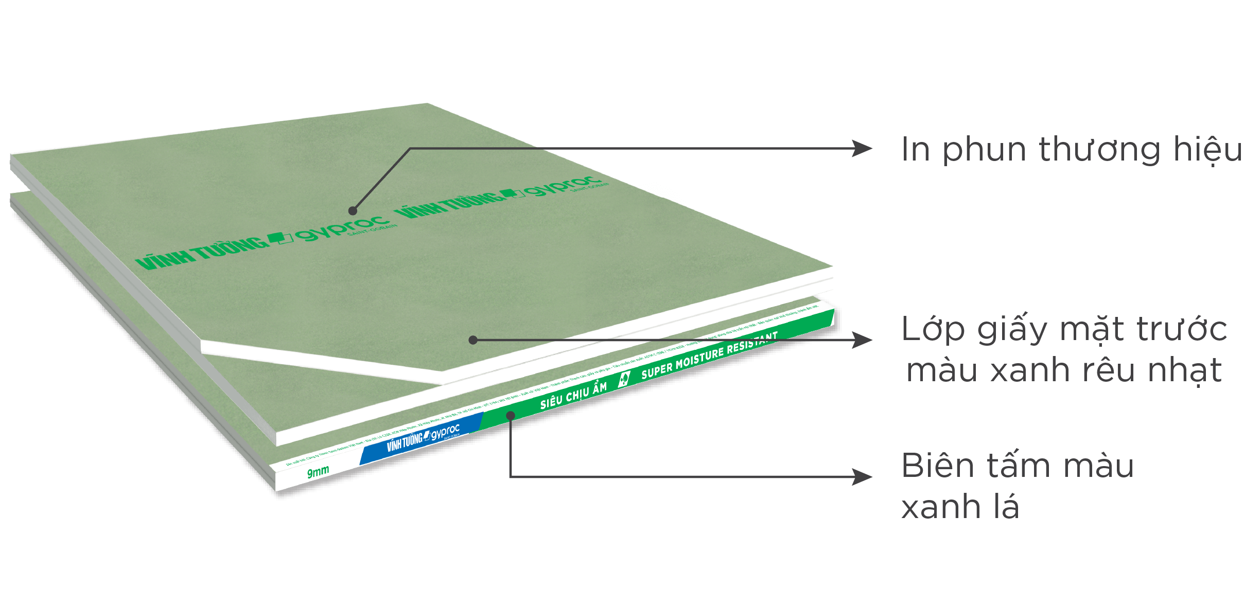 Tấm thạch cao chịu ẩm Vĩnh Tường