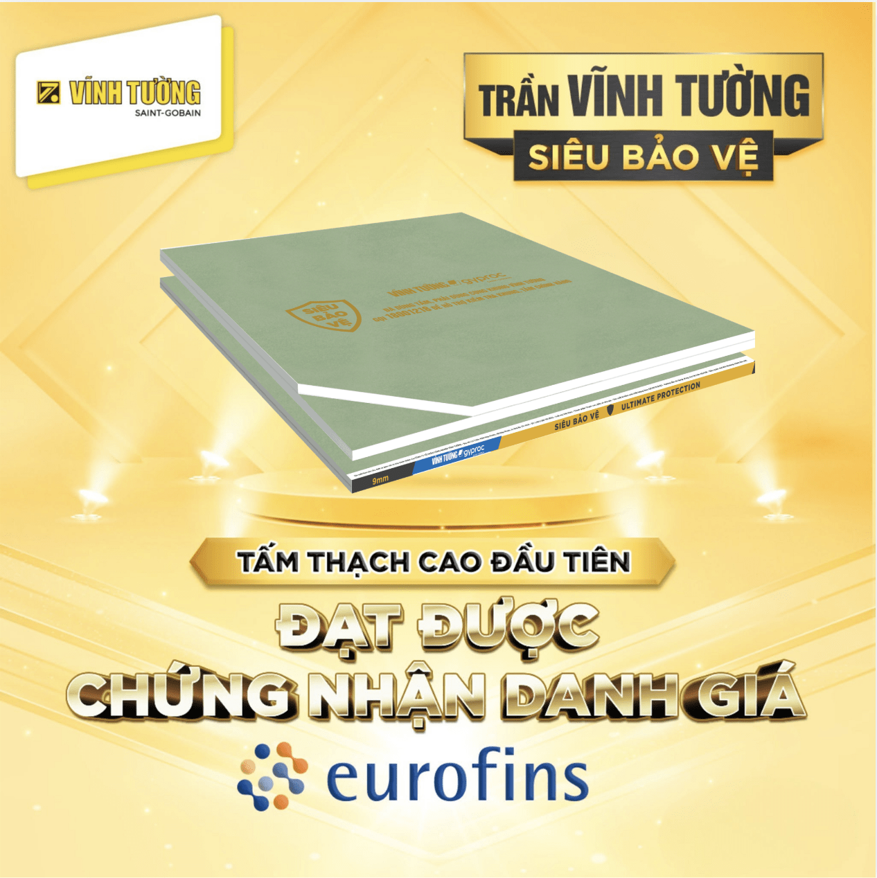 Tấm Thạch Cao Siêu Bảo Vệ Vĩnh Tường giúp nâng cao độ bền và hỗ trợ cải thiện chất lượng không khí trong không gian sống