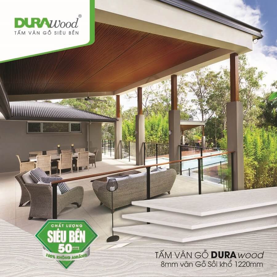 tấm xi măng vân gỗ, tấm vân gỗ DURAwood thay thế cho lam gỗ thông thường