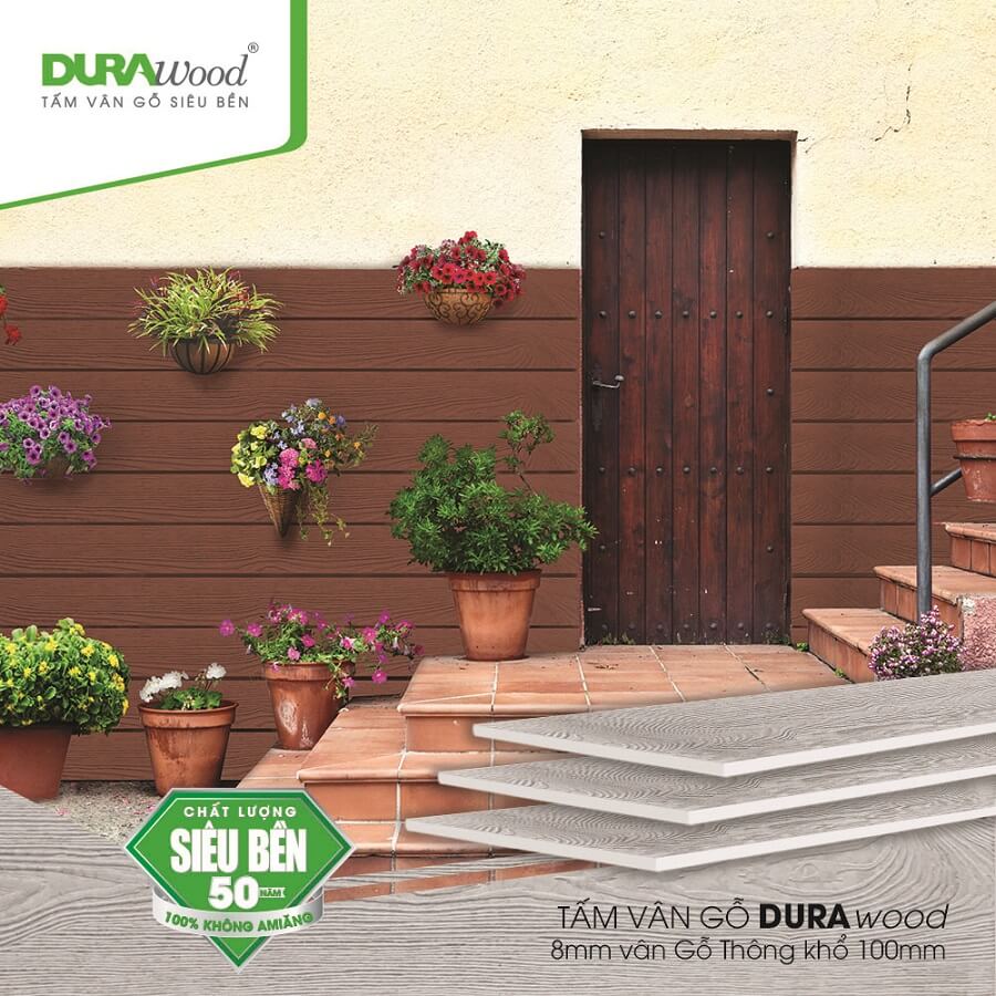 ban công với tấm xi măng vân gỗ, tấm vân gỗ DURAwood thay thế lam gỗ