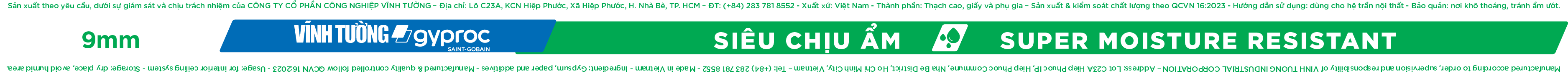 Nhận diện biên tấm thạch cao VĨNH TƯỜNG-gyproc Siêu Chịu Ẩm: