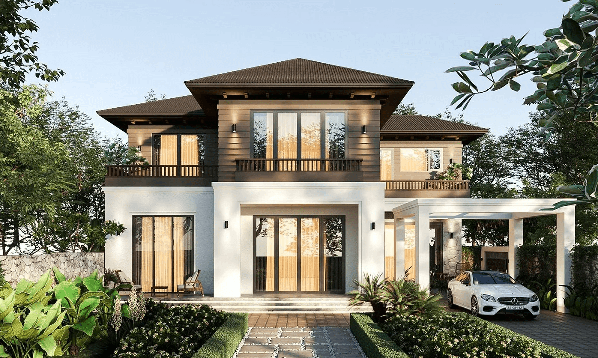 Biệt thự phong cách Indochine (Đông Dương) đẹp, tối giản