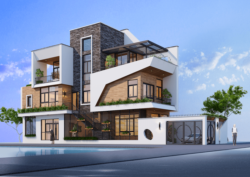 Mẫu thiết kế biệt thự nhà ống hiện đại 3 tầng rộng rãi, tiện nghi