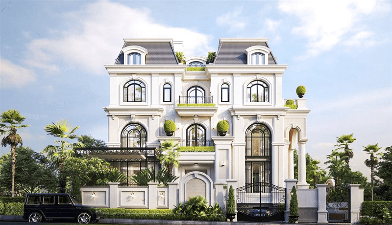 Mẫu thiết kế biệt thự 5 phòng ngủ tối giản, tiện nghi