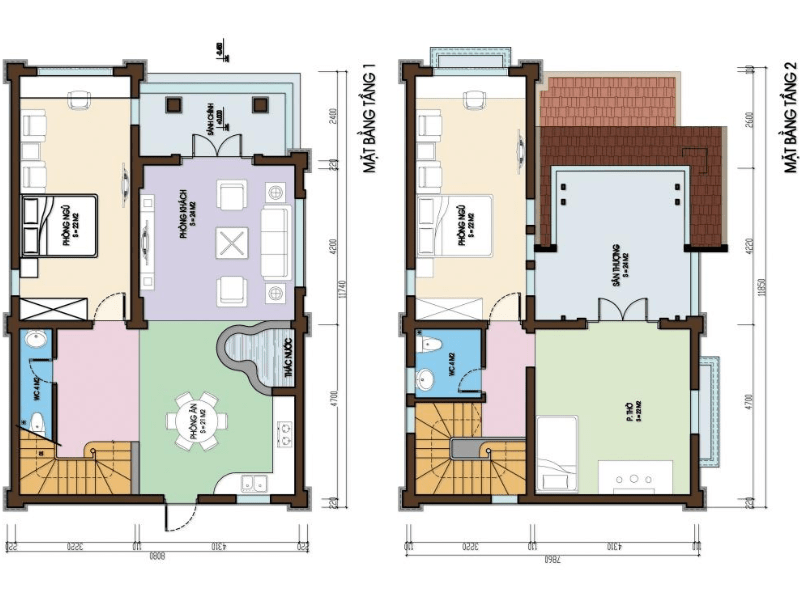 Bản vẽ thiết kế biệt thự 2 tầng sang trọng, tiện nghi