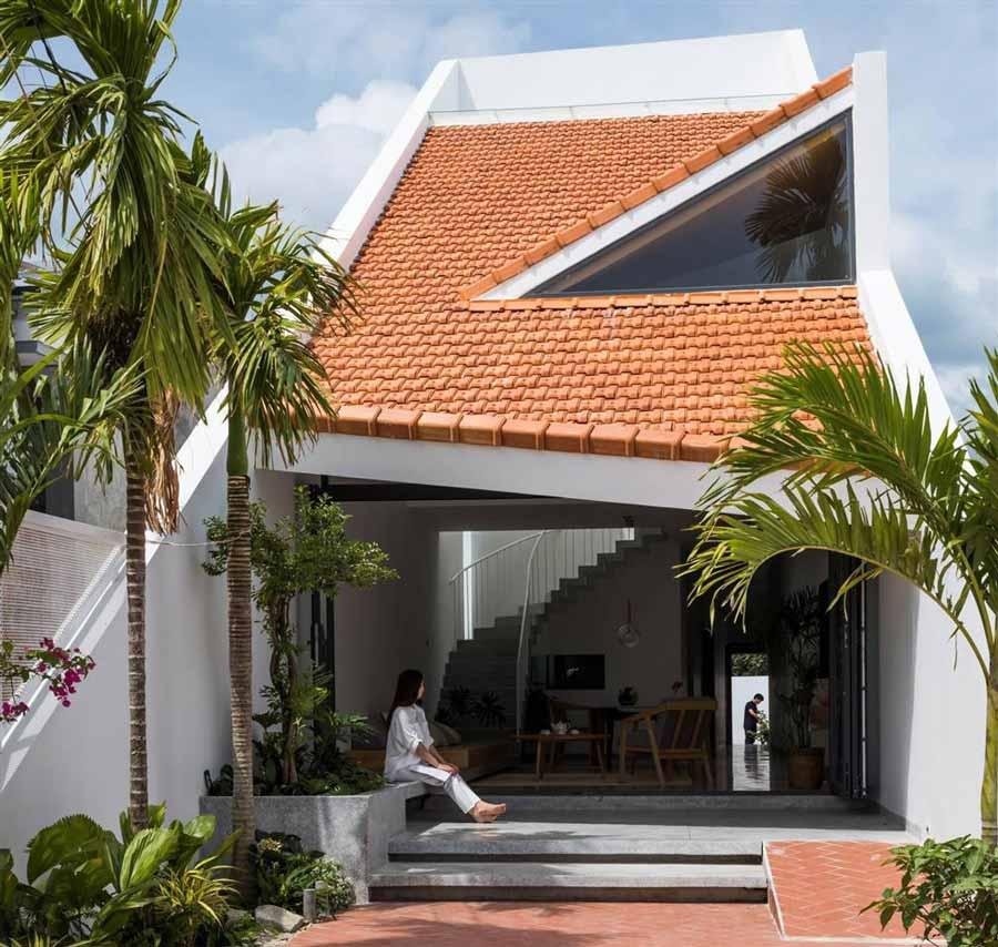 Thiết kế nhà mái lệch hiện đại cho nhà gác lửng 3 phòng ngủ