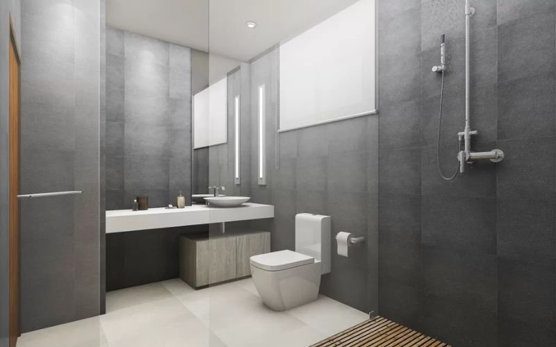 thiết kế nhà vệ sinh và nhà tắm riêng màu đơn sắc