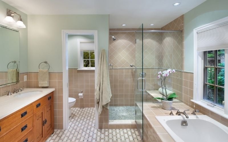 thiết kế nhà vệ sinh và nhà tắm riêng nhẹ nhàng, đơn giản 