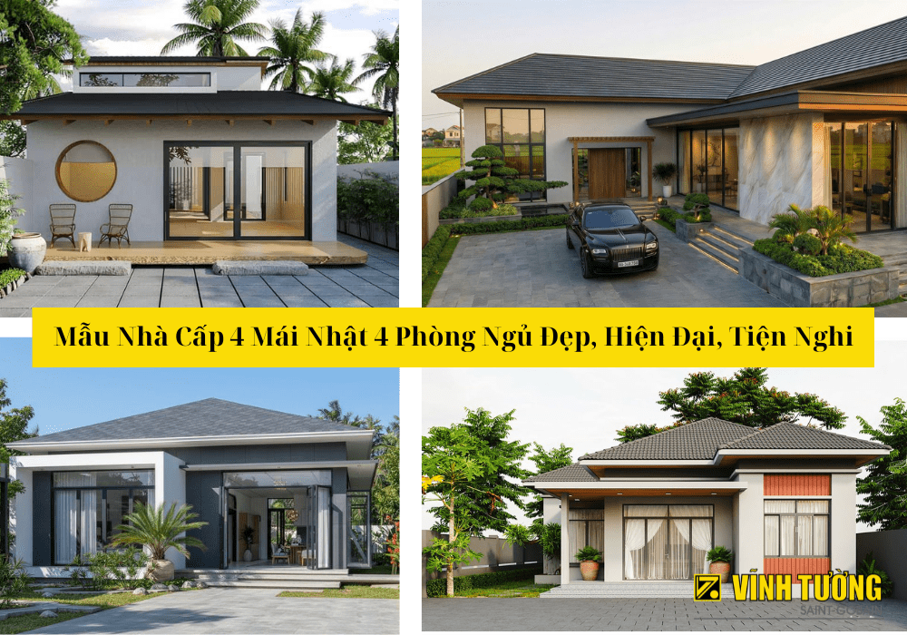 Thumbnail Mẫu nhà cấp 4 mái Nhật 4 phòng ngủ 