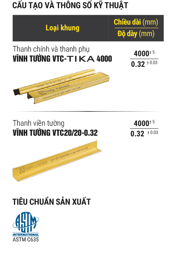 Khung trần chìm Vĩnh Tường TIKA®