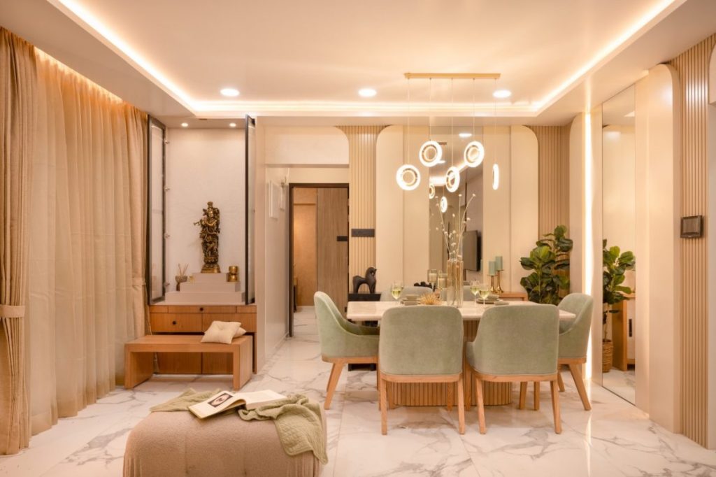 Trần bê tông phối đèn led