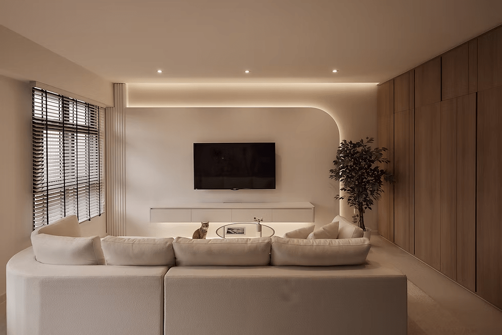 Trần thạch cao chìm phẳng kết hợp đèn tròn hiện đại cho phòng ngủ