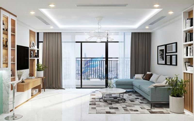 Trần thạch cao chung cư đẹp với đèn chùm hiện đại