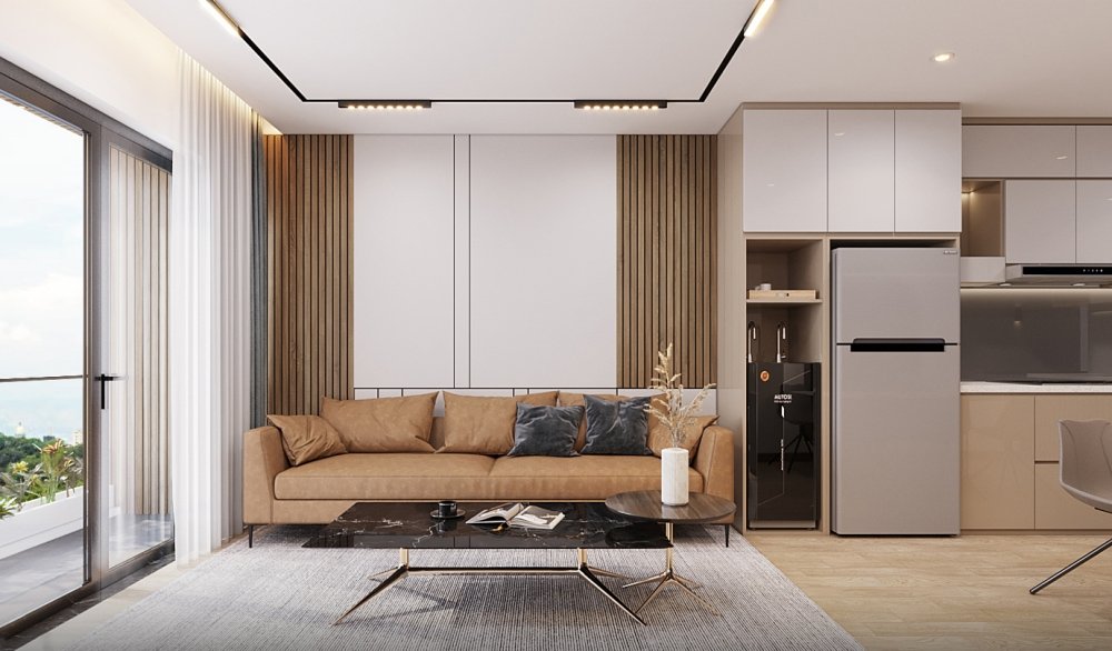 Mẫu trần thạch cao chìm với hệ đèn chiếu sáng âm hiện đại