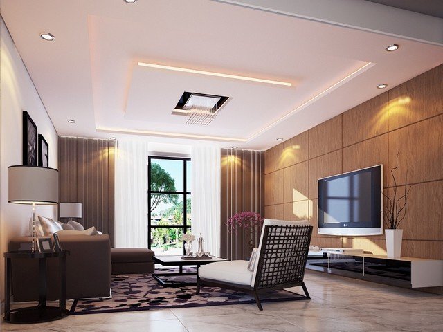 Mẫu trần thạch cao giật 2 cấp đẹp, thiết kế đơn giản, tinh tế cho nhà ống