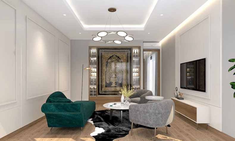 Mẫu trần thạch cao giật 2 cấp hiện đại cho nhà cấp 4