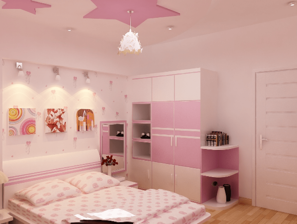 Mẫu trần thạch cao hình ngôi sao cho phòng ngủ bé gái