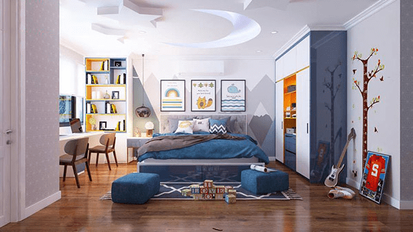 Mẫu trần thạch cao trăng sao hiện đại cho phòng ngủ bé trai