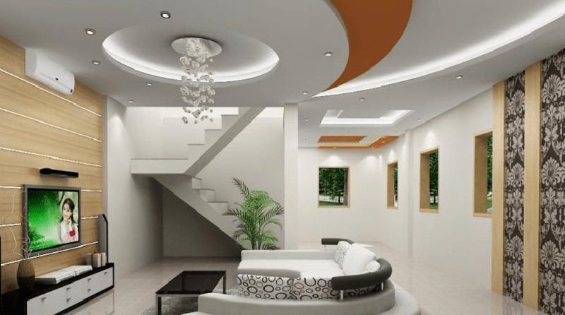 Mẫu trần thạch cao phòng khách hình tròn đẹp tinh tế