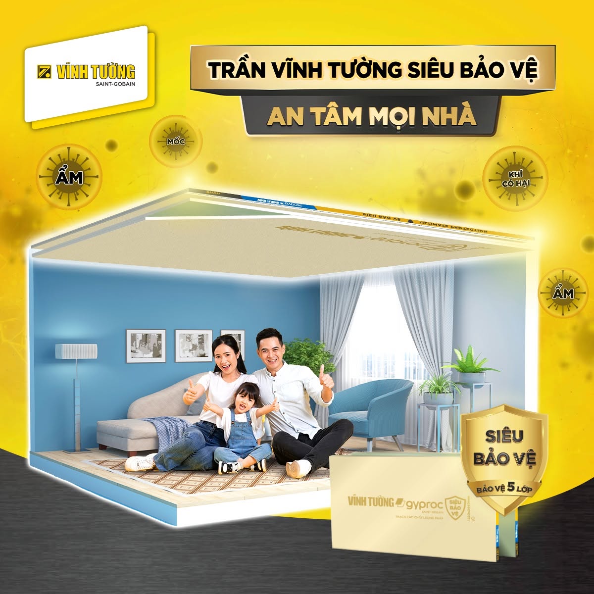 trần thạch cao cho nhà mái thái chữ L