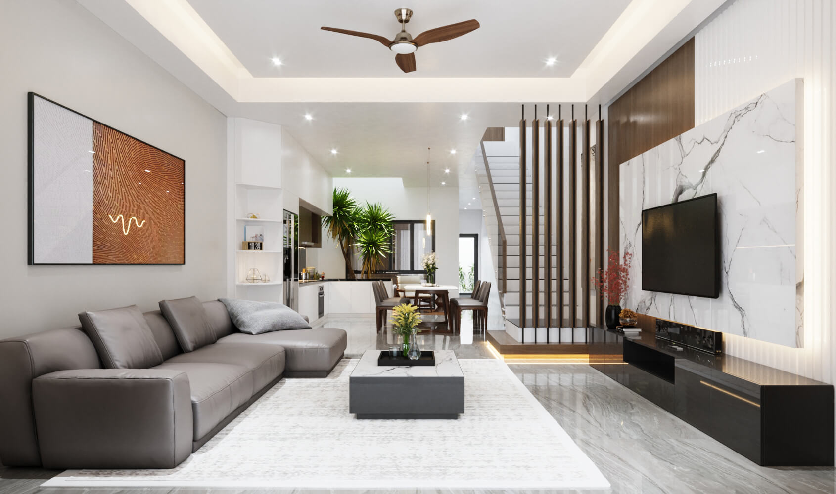 trần thạch cao giật cấp mang lại vẻ đẹp thẩm mỹ cao