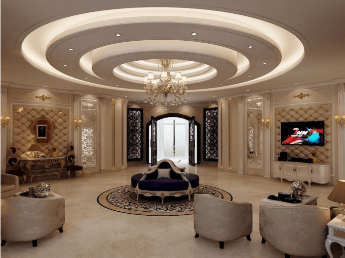 Mẫu trần thạch cao tân cổ điển phòng khách đẹp, hiện đại