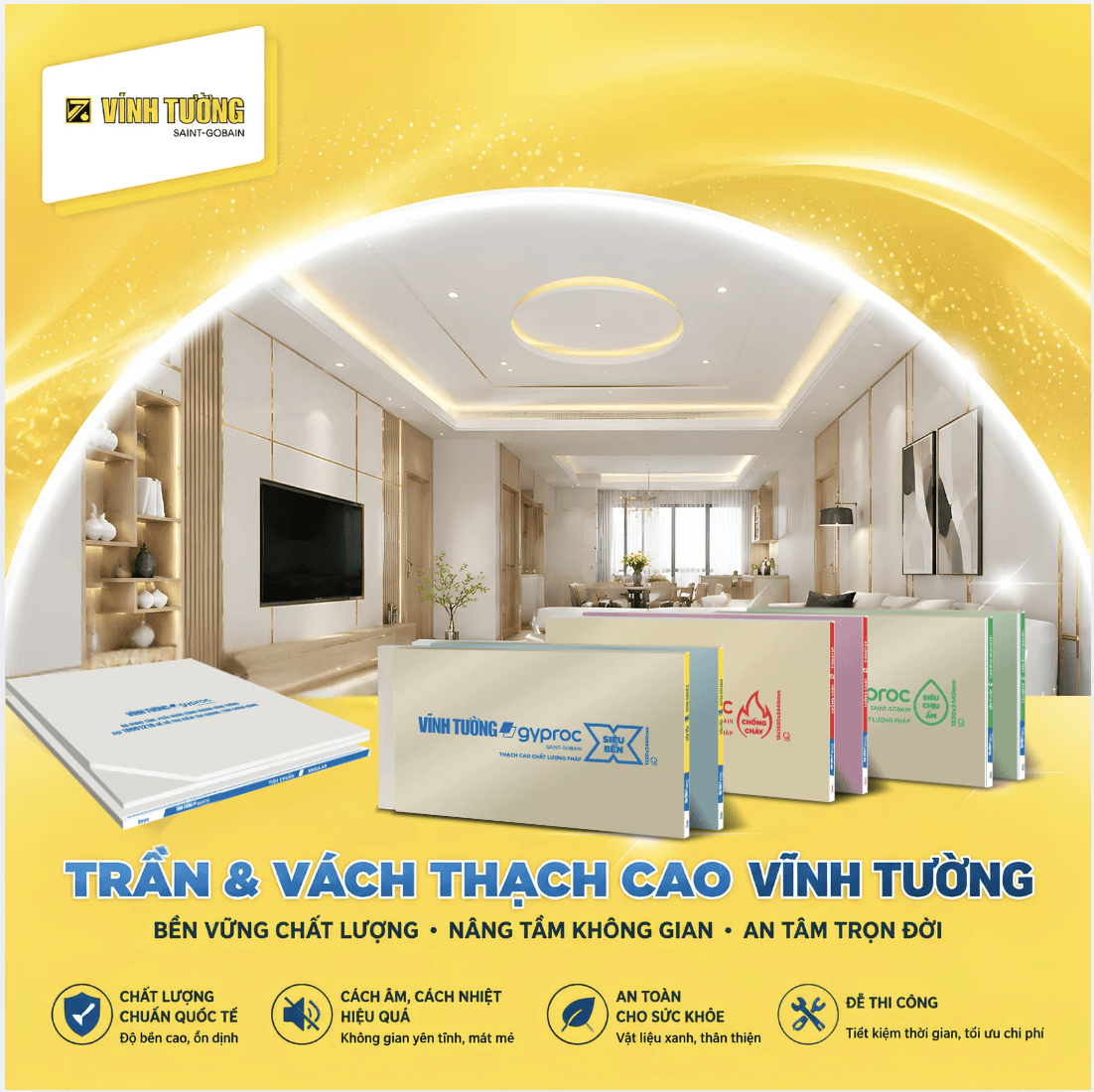 Trần và vách thạch cao là giải pháp tối ưu cho không gian